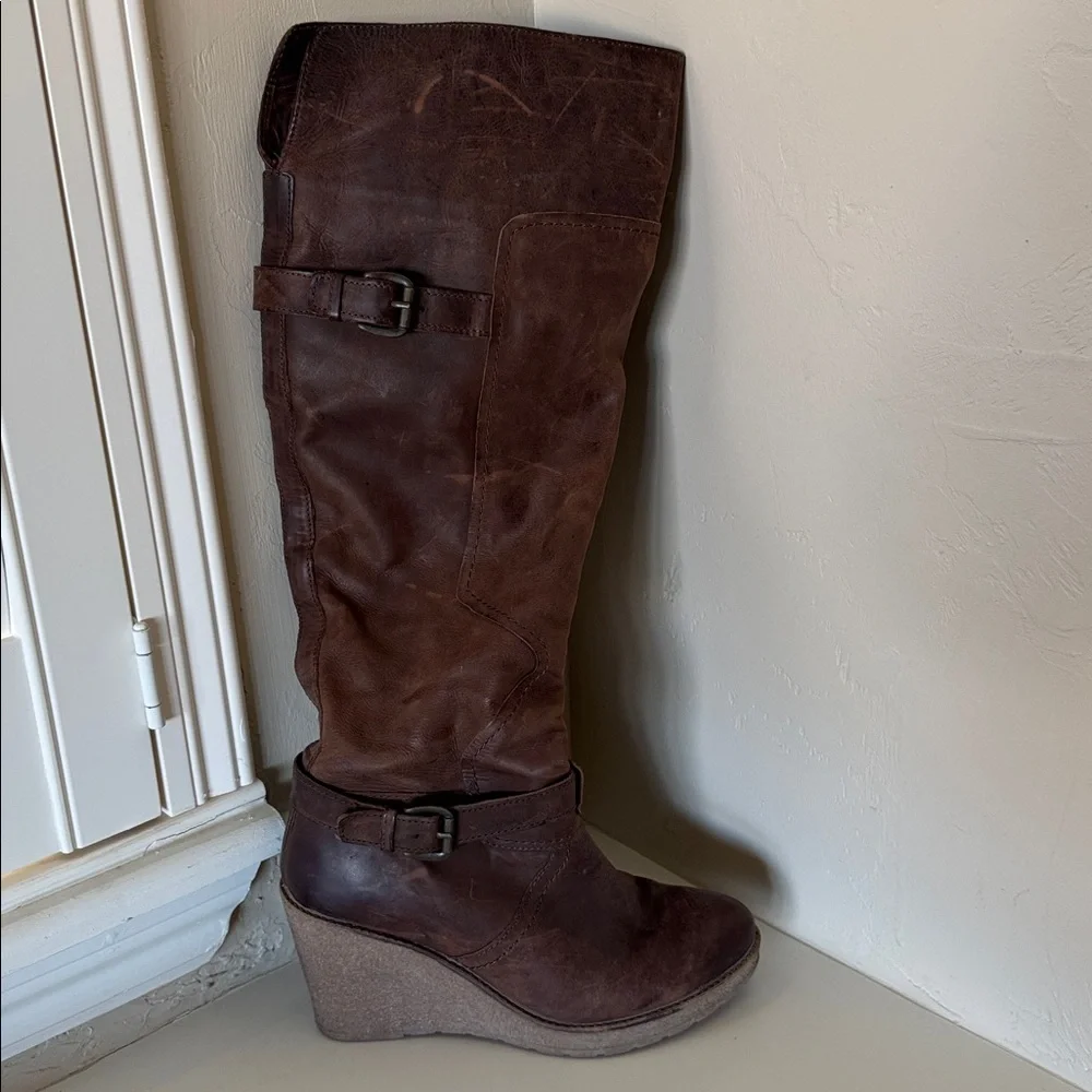 ALDO Brown Wedge Knee-High Boots